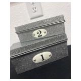 2 galvanized card bins