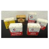 6 Vintage spice containers