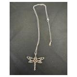Silver Over Steel Celtic Dragonfly Necklace