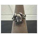 Vintage Silver Frog Size 7 Ring Marked 925 limbs