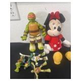 Teenage Mutant turtles and Minnie Mouse plush