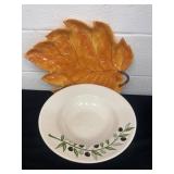 14ï¿½ bowl with 18ï¿½ leaf design plate.