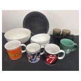 Group of bowls and coffee cups a d 4 glass cups
