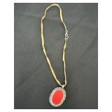 Red Stone S. Silver Necklace