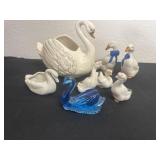 Group of Swans ads birds figurines and planters