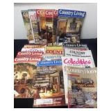 Group of country living magazines.
