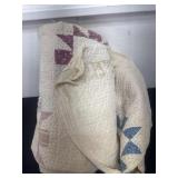 Vintage hand made quilt has some damages  see pic