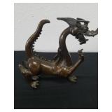 Chinese bronze dragon figurine 6.25 x6 in