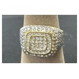 Cubic Zirconia Encrusted Dome Band Ring Sz 11.5