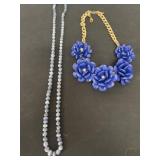 2 blue necklaces