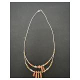 Silver and unakite jasper necklace