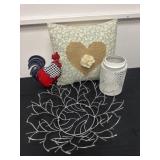 Wire basket throw pillow candle holder with