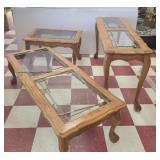3 pc living room furniture, coffee table glass