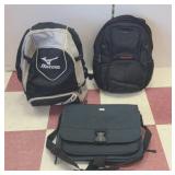 Two backpacks and a handbag
