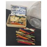 Group of pencils and fish bowl 12ï¿½