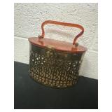 Vintage 50s/60s Brass Metal Filigree Box Handbag