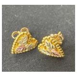 Pair of 10k marked heart earrings