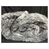 Big gray fluffy rug