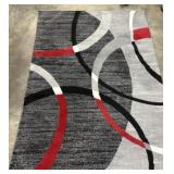 87x63 Victoria Large Area Rug Black Red Grey