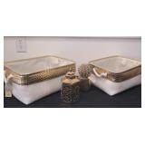 Baskets with canister and succulent plant