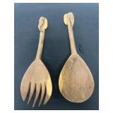 2 12ï¿½ wood canes elephant salad fork and spoon