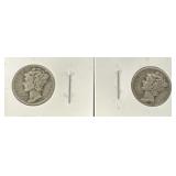 Two 1941 Mercury Dimes