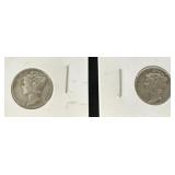 Two 1945 Mercury Dimes