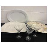 3 large platters and 4 wine glasses