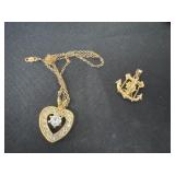 Heart necklace marked 12kt gf with necklace