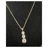 Three-Stone Drop Necklace marked 925