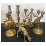 Group of brass candle holders