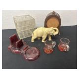 Coaster, elephant figurine mini cups and