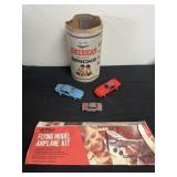 Vintage tinker toys and cars with flying model