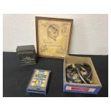 Chalk crayon and white one with vintage picture