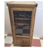 Glass door cabinet on wheels