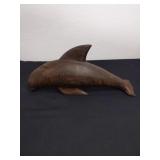 12.5 x 5.5 in ironwood vintage hand-carved dolphin