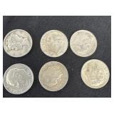 6 silver dimes