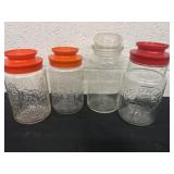 4 Vintage glass jars