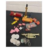 Group of wood cars and mini furtinuire  tags and