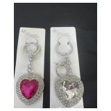 2 new crystal heart keychains