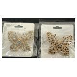 2 New Butterfly Rhinestone Brooches