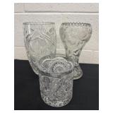 3 crystal vases