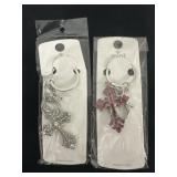 2 New Cross Rhinestone Keychains