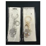 2 New Skull rhinestone Keychains