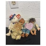 Group of vintage dolls and Ty baby