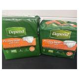2 packs of depends size large