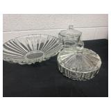 3 glass bowls and candy dishes