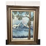 26x32 Signed Winter Mountain Artwork