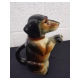 Vintage Erphila Majolica dachshund dog teapot.  8