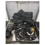 Suitcase with microphone song book and cords